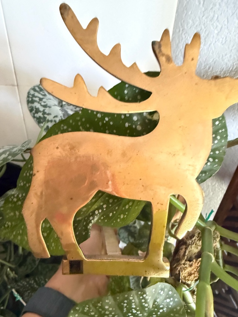 Vintage Gold Reindeer Mantel Hooks